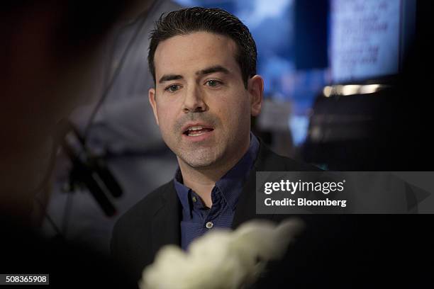 Brian Fallon, National Press Secretary for the 2016 presidential candidate Hillary Clinton campaign, speaks during a Bloomberg Politics interview in...