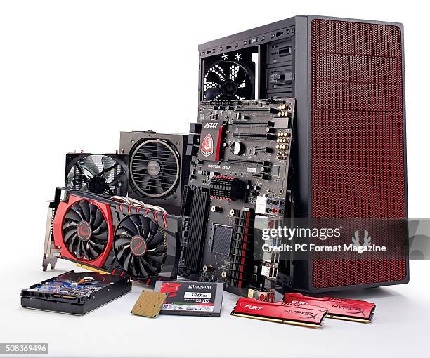 Selection of PC hardware photographed for a feature on building a Windows 10-compatible PC, taken on July 7, 2015.