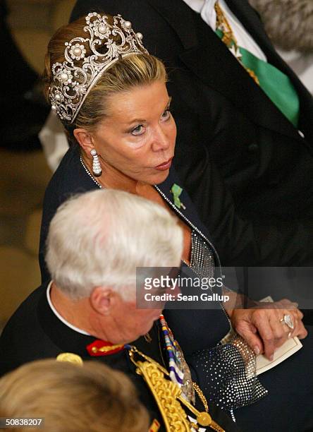 Princess Marina of Saboya attends the wedding of Danish Crown Prince Frederik and Mary Donaldson at Copenhagen Cathedral May 14, 2004 in Copenhagen,...