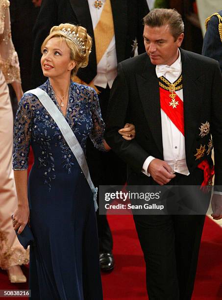 Crown Prince Charles and Princess Camilla of Bourbon Two Sicilies attend the wedding between Danish Crown Prince Frederik and Miss Mary Elizabeth...