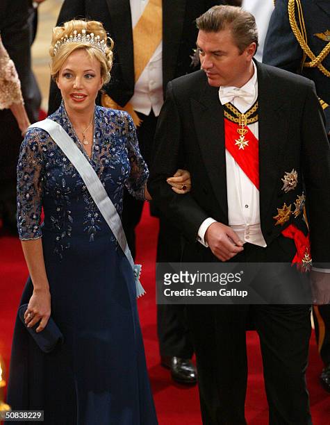Crown Prince Charles and Princess Camilla of Bourbon Two Sicilies attend the wedding between Danish Crown Prince Frederik and Miss Mary Elizabeth...
