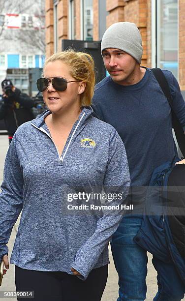 Actress Amy Schumer and Ben Hanisch are seen on set of "Inside Amy Schumer" on February 4, 2016 in New York City.