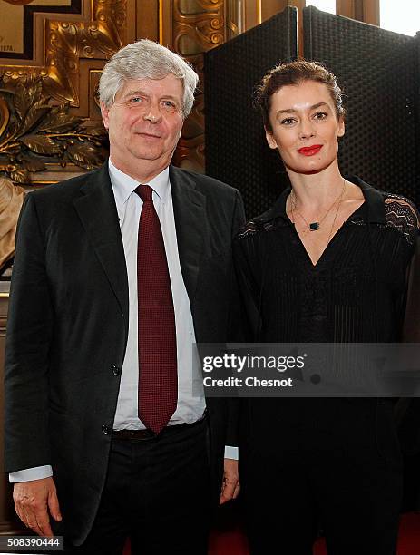 Opera de Paris director Stephane Lissner poses with Newly appointed Dance Director of the Paris Opera Aurelie Dupont after a press conference at the...