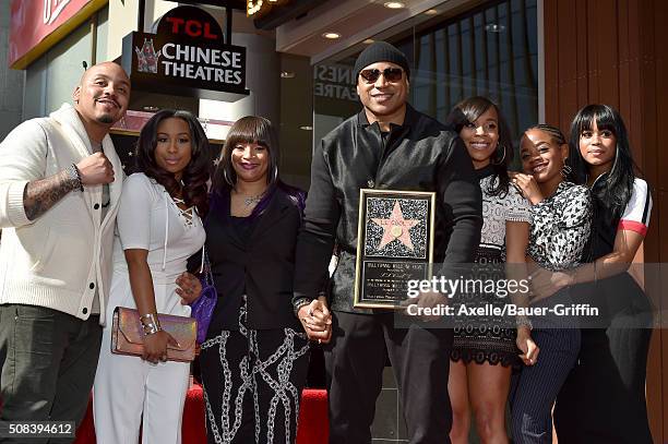 Rapper/actor LL Cool J, wife Simone Smith, mother Ondrea Smith and family attend the ceremony honoring LL Cool J with a star on the Hollywood Walk of...