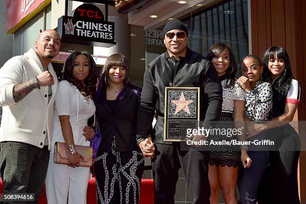Rapper/actor LL Cool J, wife Simone Smith, mother Ondrea Smith and family attend the ceremony honoring LL Cool J with a star on the Hollywood Walk of...