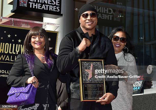 Rapper/actor LL Cool J, wife Simone Smith and mother Ondrea Smith attend the ceremony honoring LL Cool J with a star on the Hollywood Walk of Fame on...