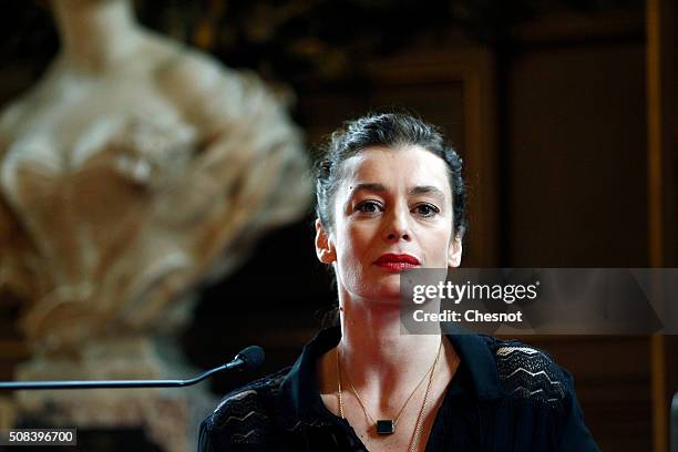 Newly appointed Dance Director of the Paris Opera Aurelie Dupont attends a press conference at the Opera Garnier on February 04, 2016 in Paris,...