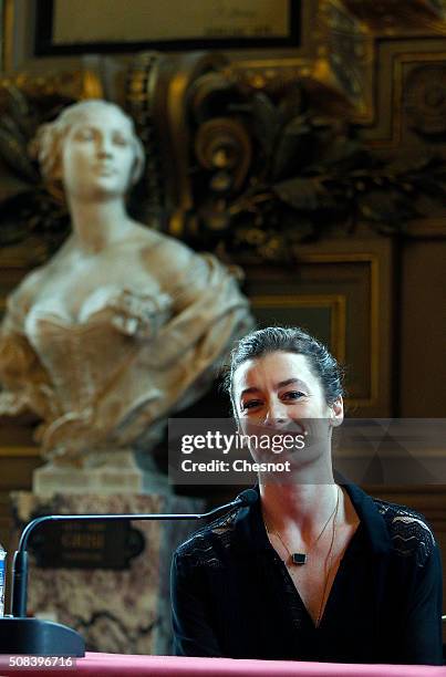 Newly appointed Dance Director of the Paris Opera Aurelie Dupont attends a press conference at the Opera Garnier on February 04, 2016 in Paris,...