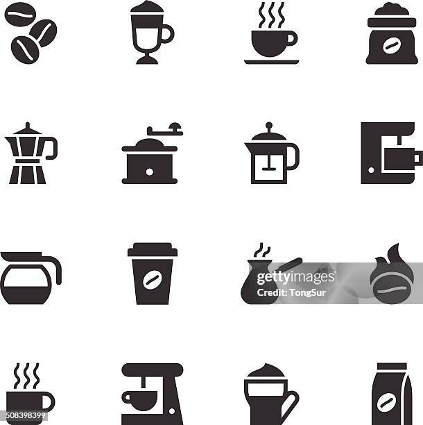 coffee icons - black - whipped cream stock illustrations