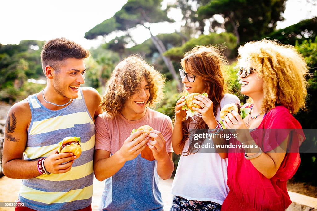 Friends Eating Burgers