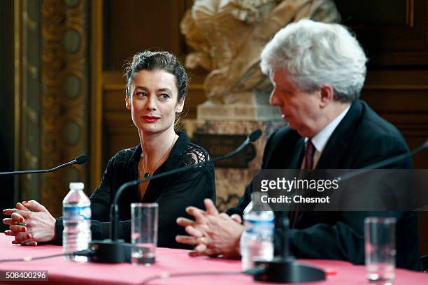 Newly appointed Dance Director of the Paris Opera Aurelie Dupont and Opera de Paris director Stephane Lissner attend a press conference at the Opera...