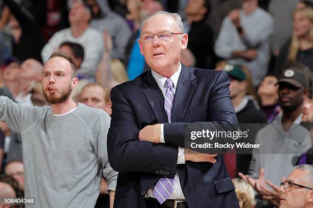 Head coach George Karl of the Sacramento Kings coaches against the Charlotte Hornets on January 25, 2016 at Sleep Train Arena in Sacramento,...