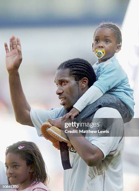 Jay Jay Okocha thanks the fans during the FA Barclaycard Premiership match between Bolton Wanderers and Fulham at The Reebok Stadium on May 15, 2004...