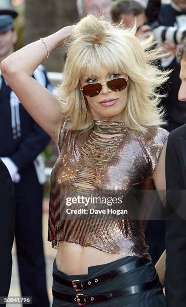 Amanda Lear attends the Premiere of movie "Shrek 2" at Le Palais de Festival on May 15, 2004 in Cannes, France.