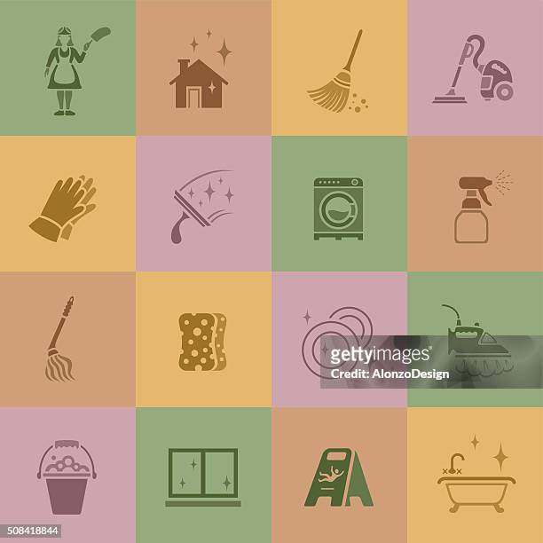 cleaning icons - washing machine with bubbles stock illustrations