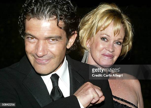 Actor Antonio Banderas and actress Melanie Griffith arrive to the "Shrek 2" party during the 57th Cannes International Film Festival May 15, 2004 in...