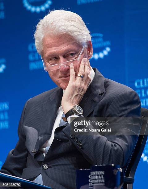 Former President Bill Clinton speaks at The Clinton Global Initiative Winter Meeting at Sheraton New York Times Square on February 4, 2016 in New...