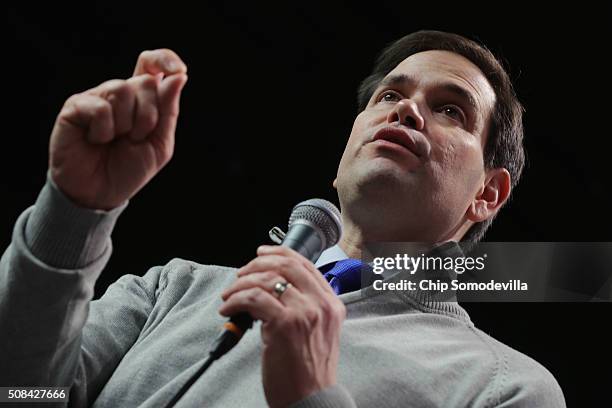 Republican presidential candidate Sen. Marco Rubio holds a campaign town hall event at the New Hampshire Institute of Politics at St. Anselm College...