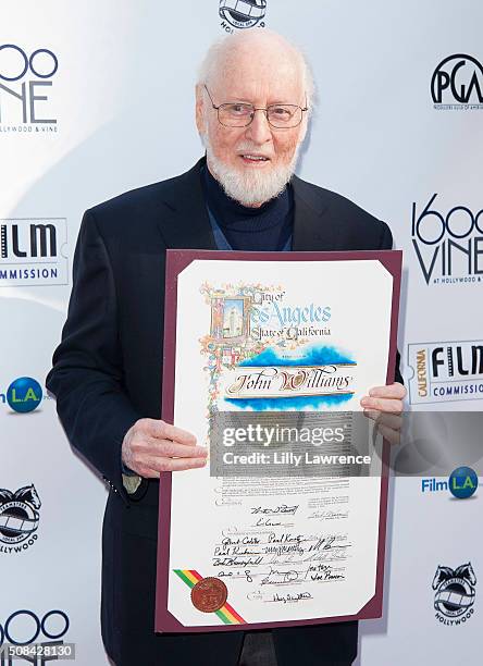 Composer John Williams is honored at Made in Hollywood Honors at 1600 Vine on February 4, 2016 in Hollywood, California.