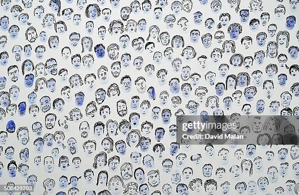 fingerprints with faces drawn on them - personalities faces fotografías e imágenes de stock