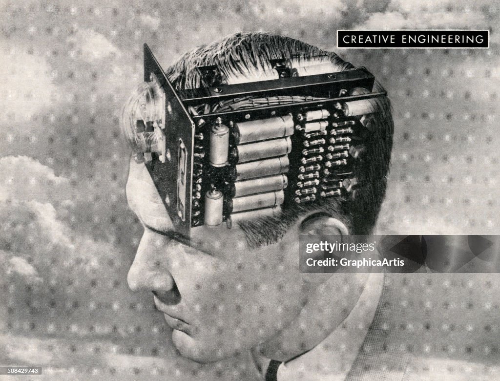 Man With Circuit Board Brain