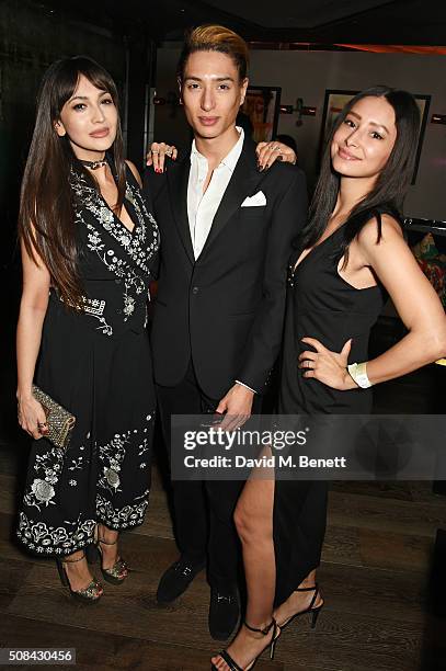 Zara Martin, Natt Weller and Leah Weller attend the InStyle EE Rising Star party ahead of the EE BAFTA Awards at 100 Wardour St on February 4, 2016...