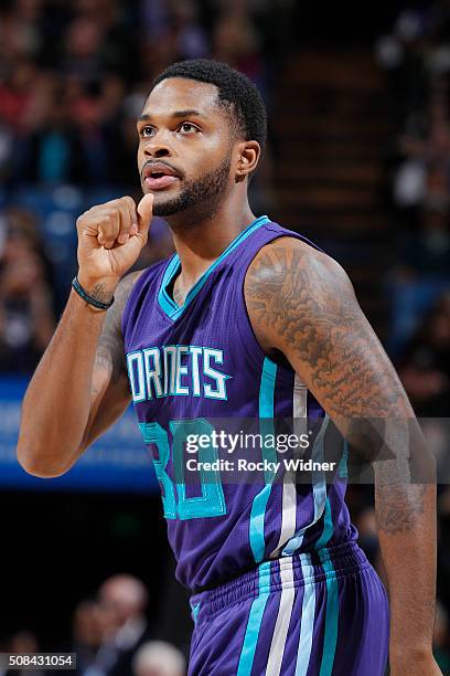 Troy Daniels of the Charlotte Hornets looks on during the game against the Sacramento Kings on January 25, 2016 at Sleep Train Arena in Sacramento,...