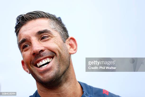 Braith Anasta of the Roosters during a NRL Auckland Nines captains press conference at Aotea Square on February 5, 2016 in Auckland, New Zealand.