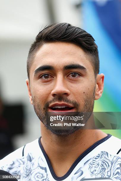 Shaun Johnson of the Warriors during a NRL Auckland Nines captains press conference at Aotea Square on February 5, 2016 in Auckland, New Zealand.