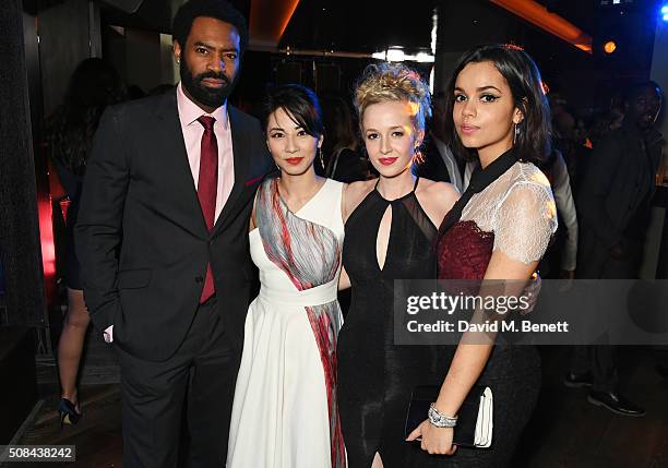 Nicholas Pinnock, Jing Lusi, Holli Dempsey and Georgina Campbell attend the InStyle EE Rising Star party ahead of the EE BAFTA Awards at 100 Wardour...