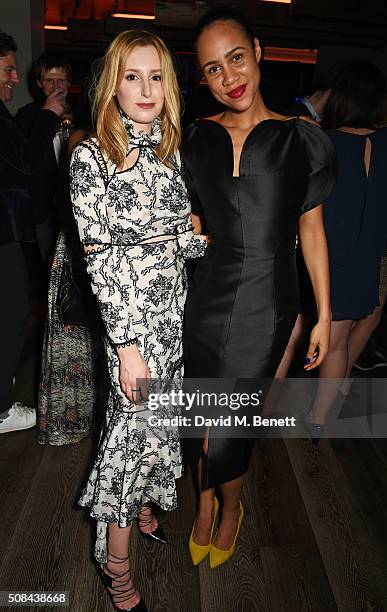 Laura Carmichael and Zawe Ashton attend the InStyle EE Rising Star party ahead of the EE BAFTA Awards at 100 Wardour St on February 4, 2016 in...