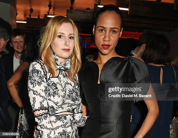 Laura Carmichael and Zawe Ashton attend the InStyle EE Rising Star party ahead of the EE BAFTA Awards at 100 Wardour St on February 4, 2016 in...