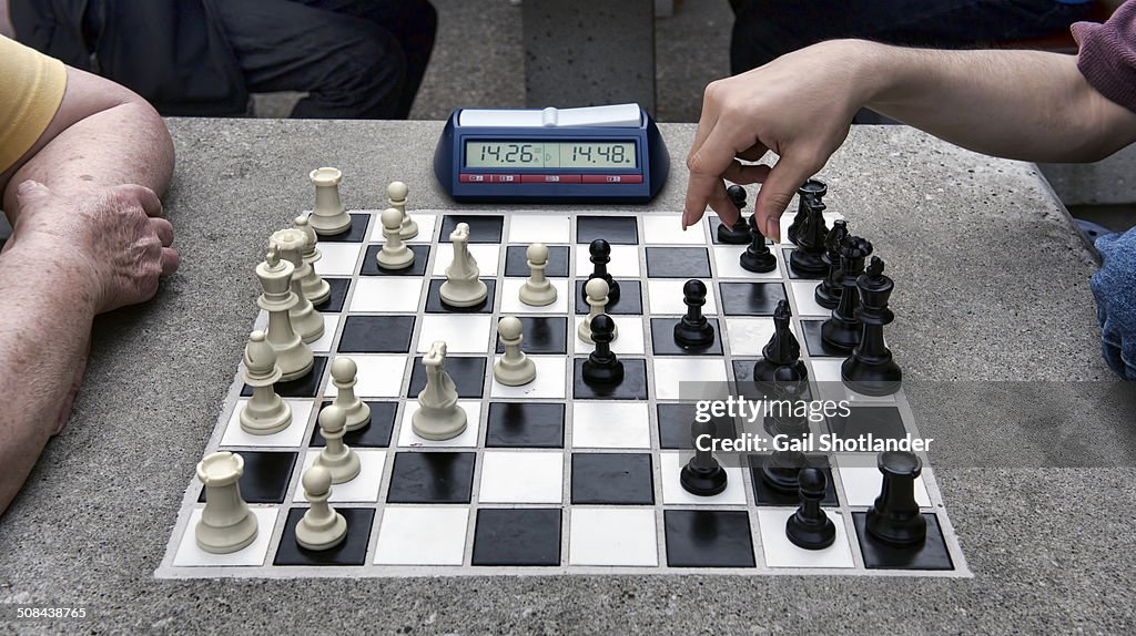 Outdoor community chess playing