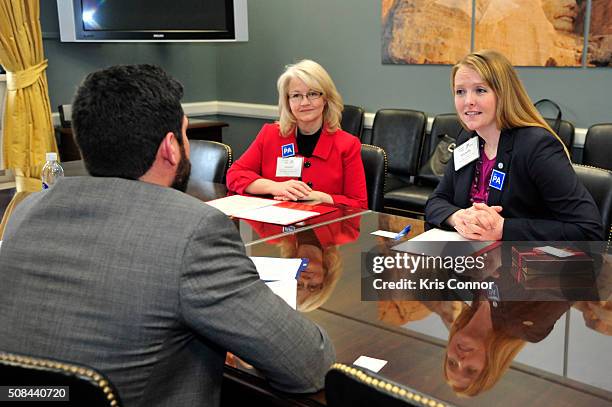 PAs Michelle Hagen and Louise Papka speak with a member of Sen. John Thune’s team in Washington, DC about the need to reform federal law to allow PAs...