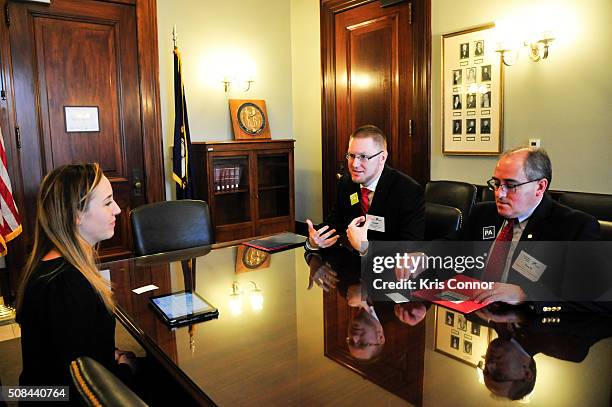 PAs David Lizotte and Joseph Sutherland speak with a member of Sen. Rand Paul’s team in Washington, DC about the need to reform federal law to allow...