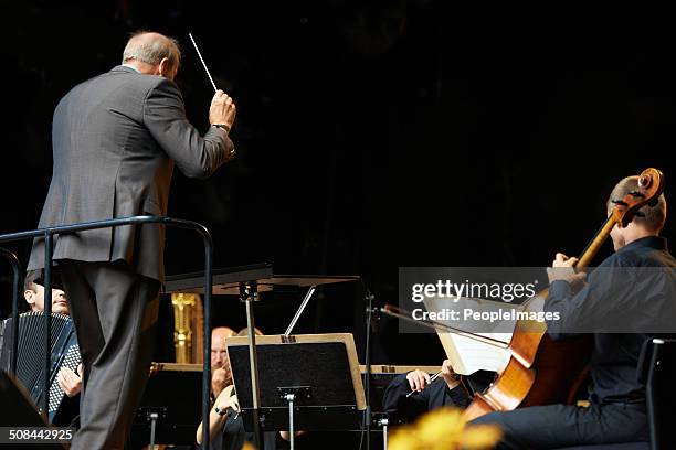 leading the orchestra in a symphony - dirigent stockfoto's en -beelden