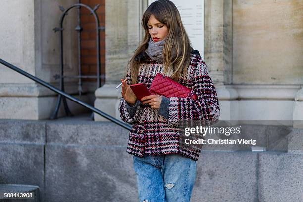 Fashion model Caroline Brasch Nielsen outside By Malene Birger during the Copenhagen Fashion Week Autumn/Winter 2016 on February 4, 2016 in...