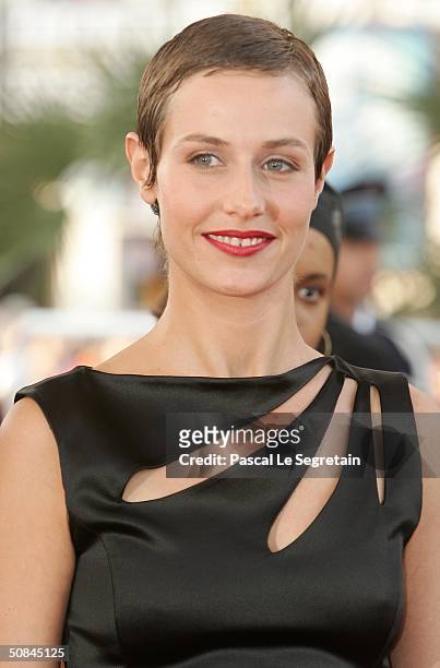 Actress Cecile De France attends the premiere of movie "Comme Une Image" at the Palais des Festivals on May 16, 2004 in Cannes, France.