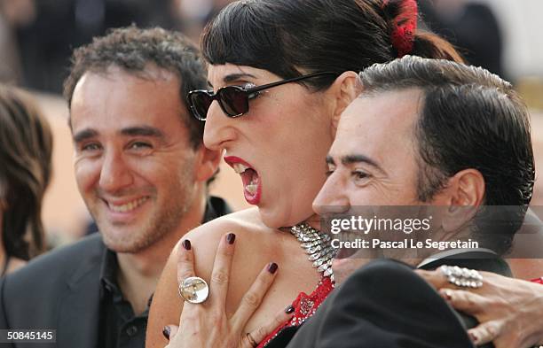 Actor Elie Seymoun, Spanish actress Rosie de Palma and actor Jose Garcia attend the premiere of movie "Comme Une Image" at the Palais des Festivals...