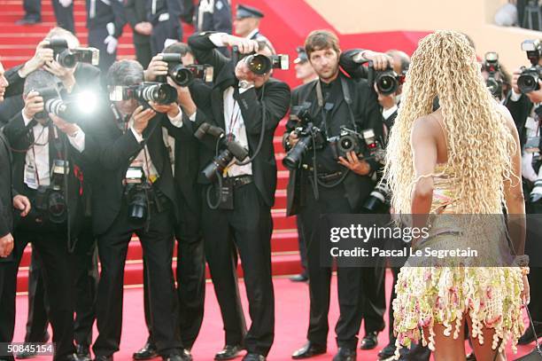 Singer Mia Frye attends the premiere of movie "Comme Une Image" at the Palais des Festivals on May 16, 2004 in Cannes, France.