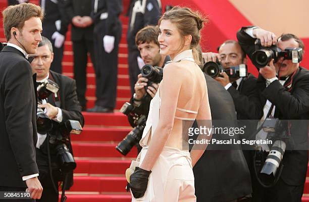 Actress Julie Gayet attends the premiere of movie "Comme Une Image" at the Palais des Festivals on May 16, 2004 in Cannes, France.