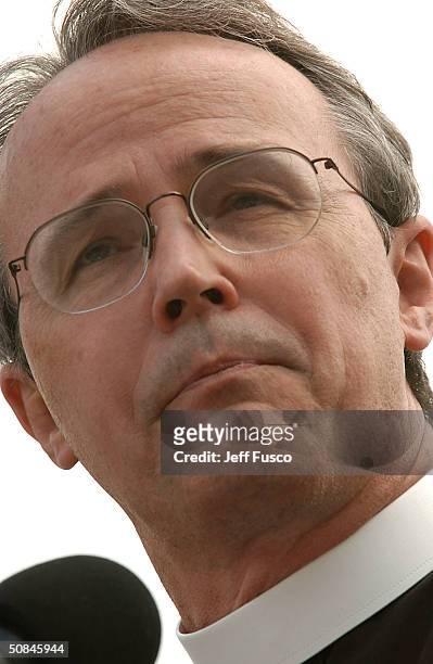 Reverend David Beckman speaks at the launch of The "One" Campaign to Fight Global Aids and Poverty May 16, 2004 in Philadelphia, Pennsylvania....