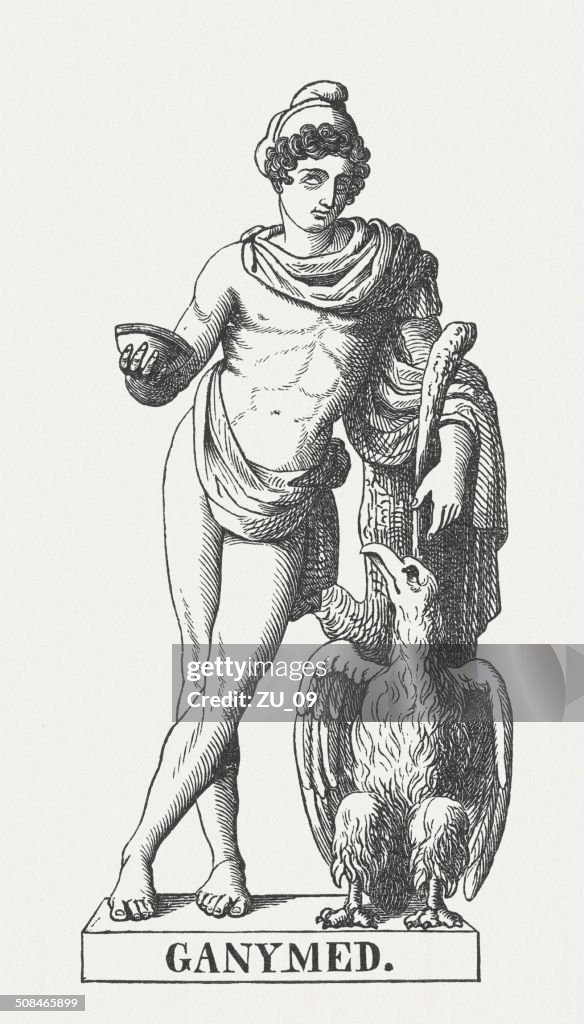 Ganymede, Greek mytholgy, wood engraving, published in 1878