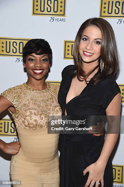 Melissa Vanpelt and TV personailty Kaitlin Monte attend the 75th Anniversary of The USO: Celebration of Active Duty Military and Families at the Hard...