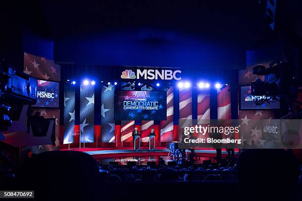 Democratic presidential candidates Hillary Clinton, former Secretary of State, right, and Senator Bernie Sanders, an independent from Vermont,...