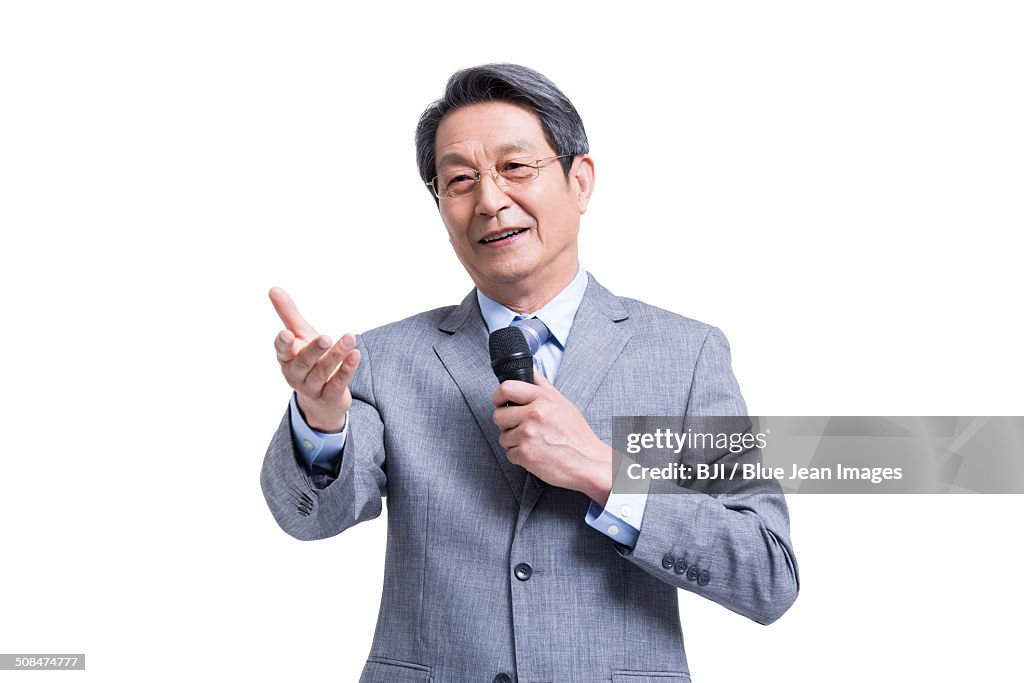 Senior man giving a speech