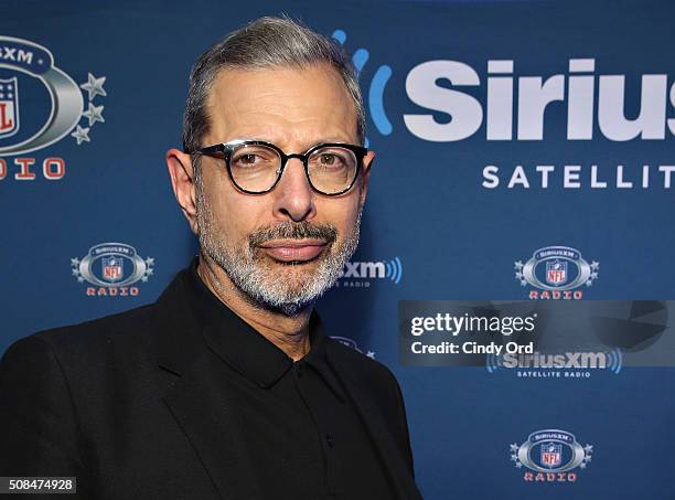 Actor Jeff Goldblum visits the SiriusXM set at Super Bowl 50 Radio Row at the Moscone Center on February 4, 2016 in San Francisco, California.