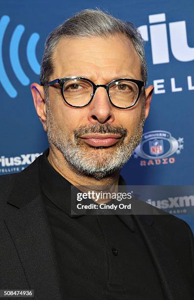 Actor Jeff Goldblum visits the SiriusXM set at Super Bowl 50 Radio Row at the Moscone Center on February 4, 2016 in San Francisco, California.