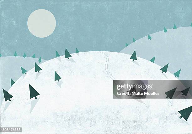 person skiing on snowcapped mountain - winter sport stock illustrations