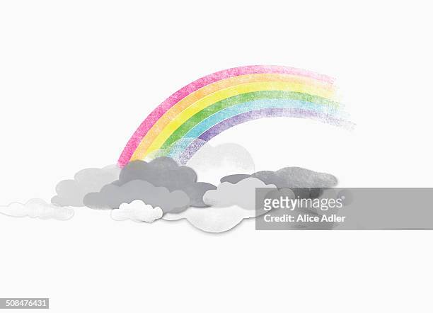 illustrazioni stock, clip art, cartoni animati e icone di tendenza di illustrative image of rainbow in clouds - speranza